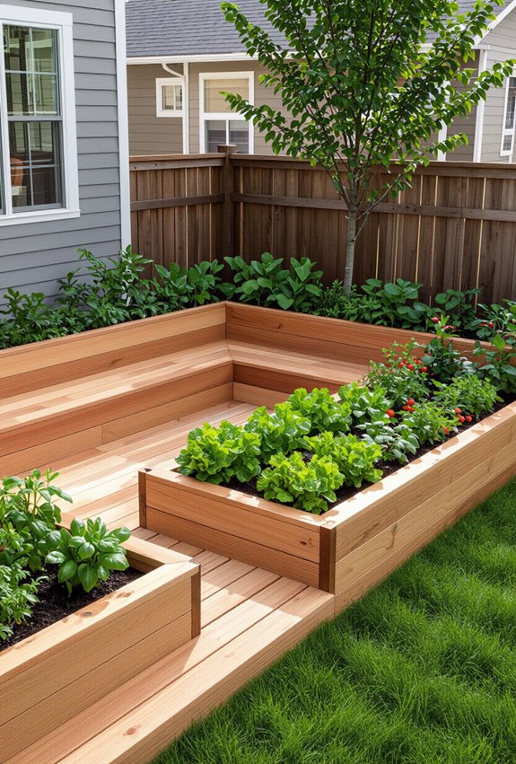 integrated seating raised beds