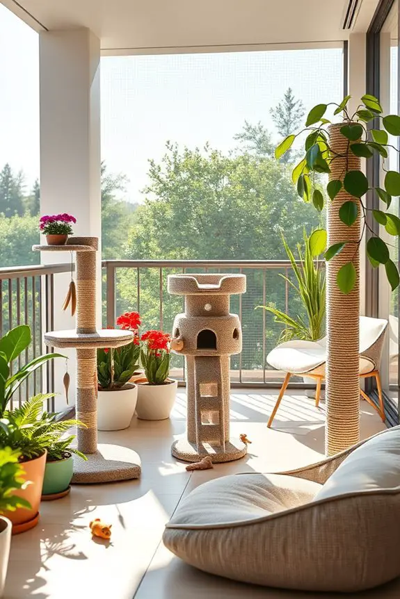 interactive balcony cat toys