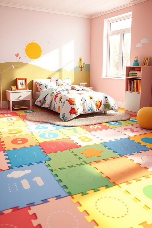 interactive colorful puzzle floor