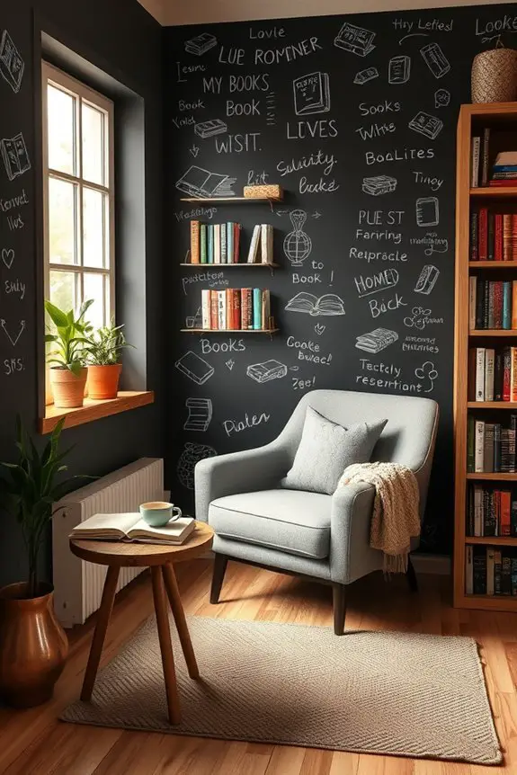 interactive literary chalkboard wall
