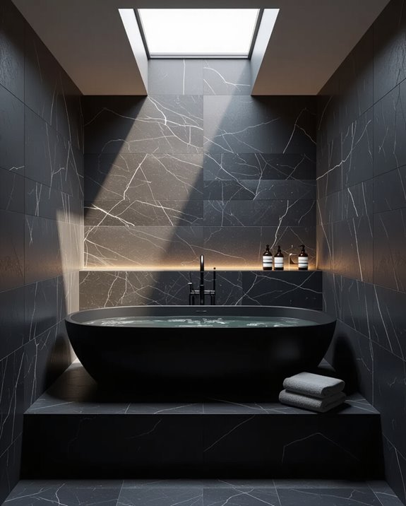 intimate layered bathroom design