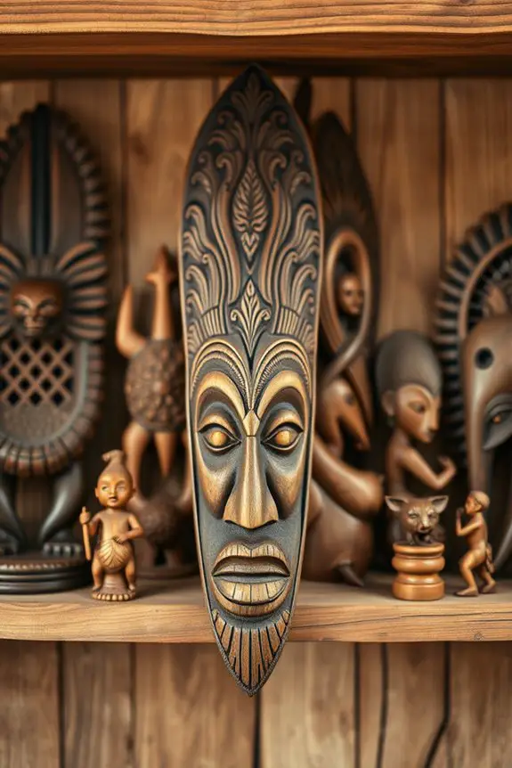 intricate carvings enhance decor