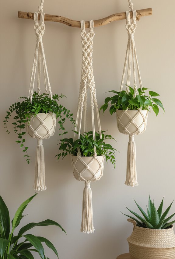 intricate macram plant display