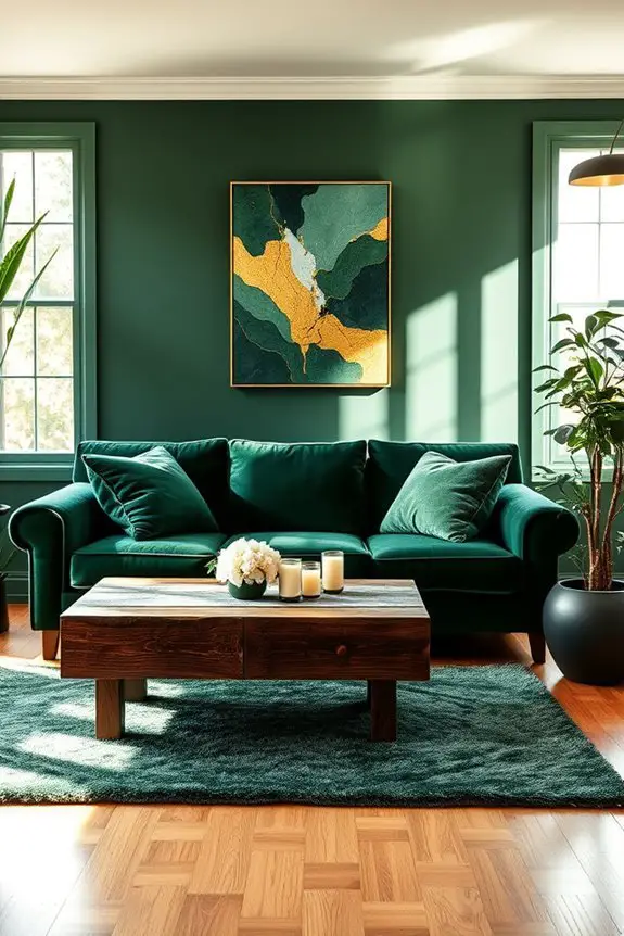 invigorating green living room design