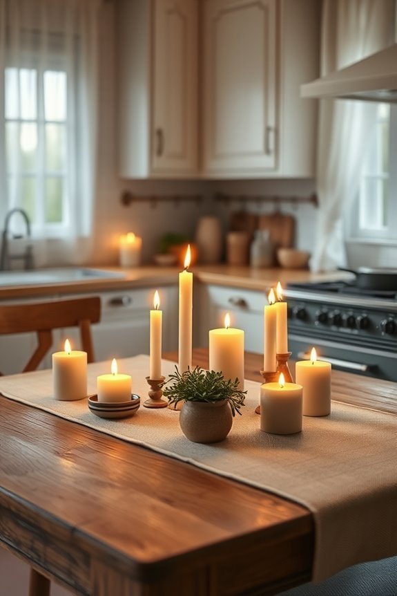 inviting candlelit kitchen ambiance