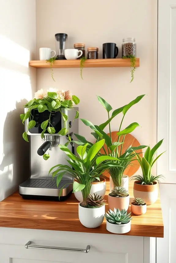 inviting coffee bar plants