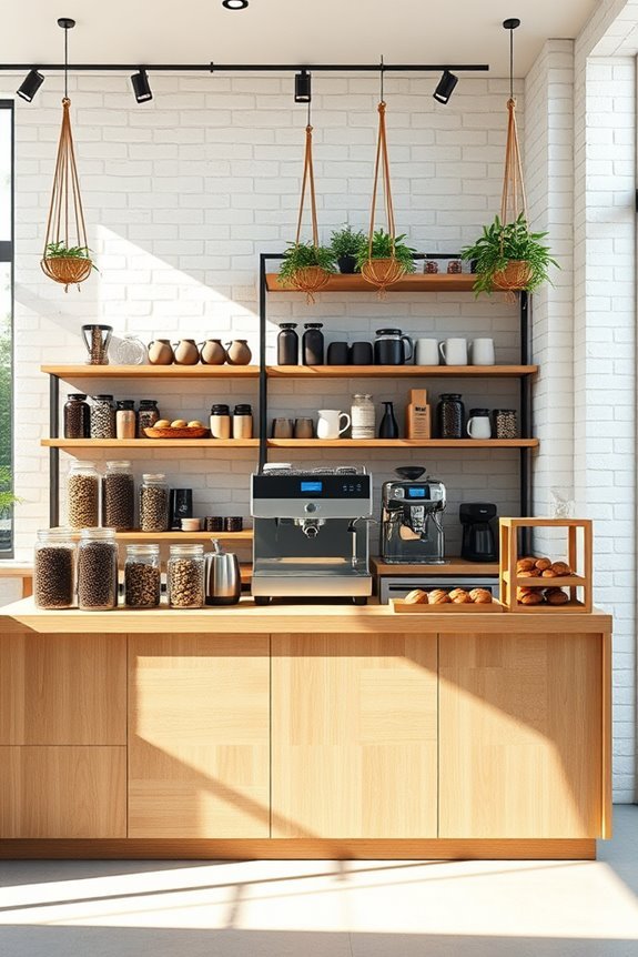 inviting coffee bar showcases