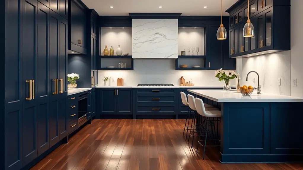 inviting dark blue kitchens