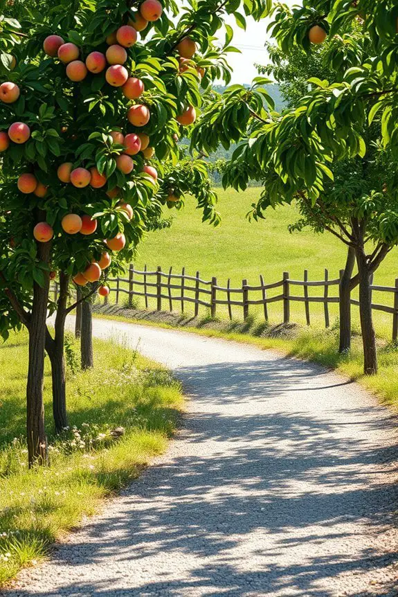 inviting fruit orchard pathway