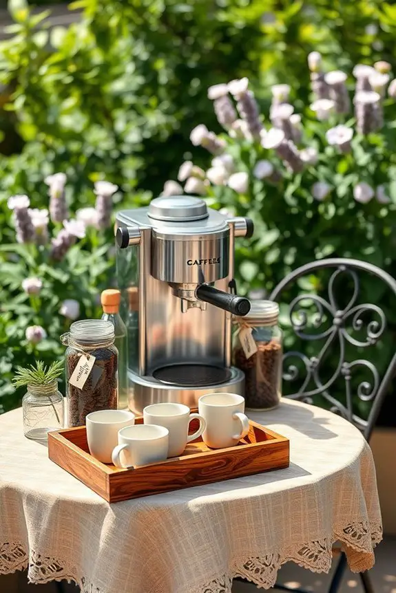 inviting garden coffee station