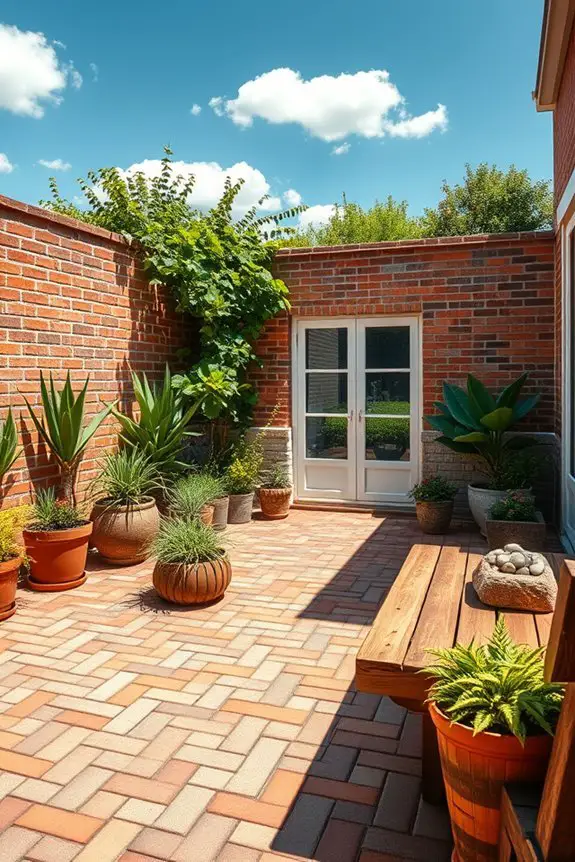inviting outdoor brick patio