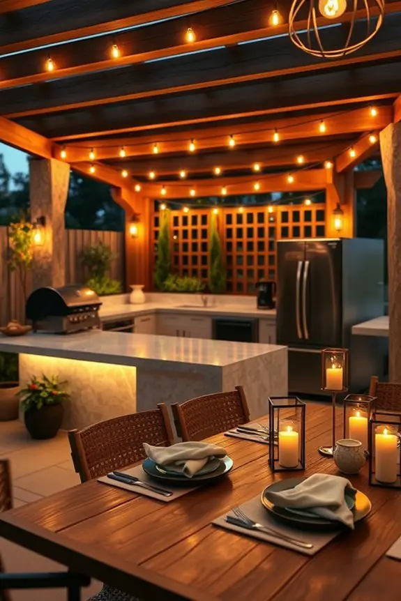 inviting outdoor kitchen lighting