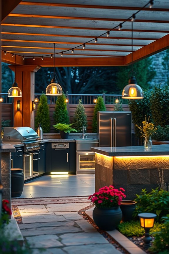inviting outdoor kitchen lighting
