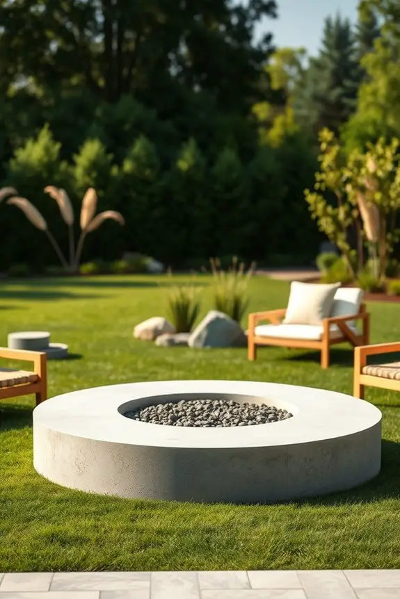 inviting raised concrete fire pit