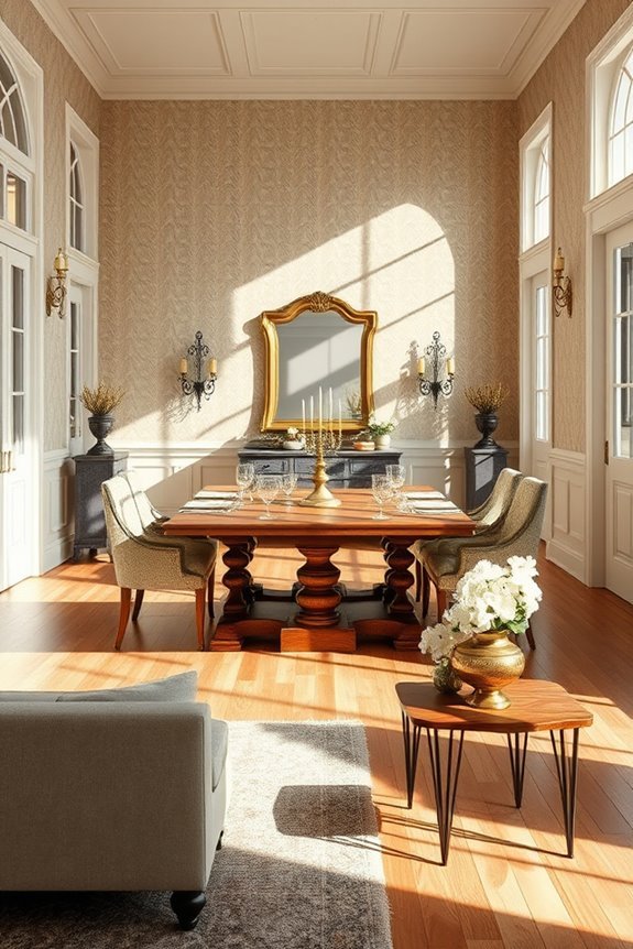 iron and brass accents