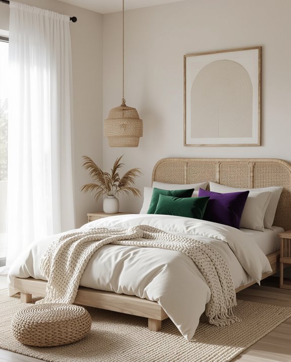 jewel toned accents elevate neutrals