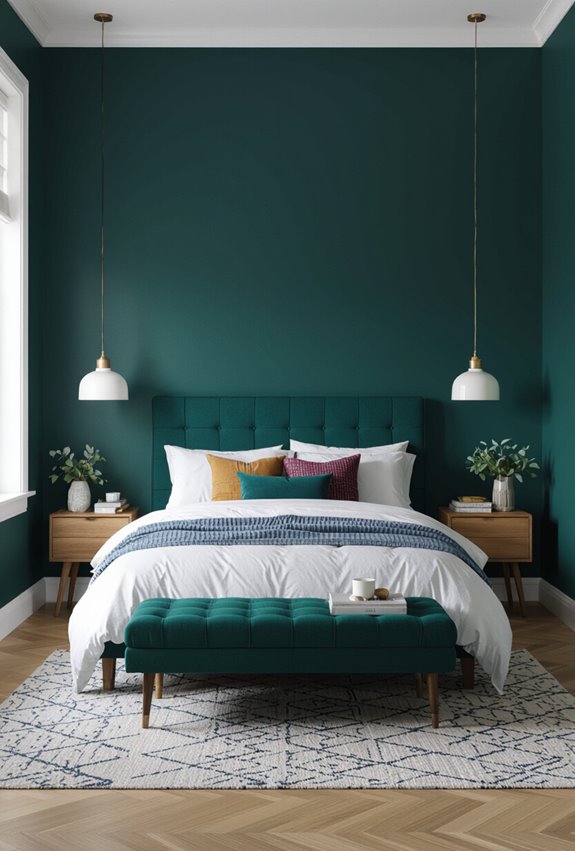 jewel toned accents on charcoal