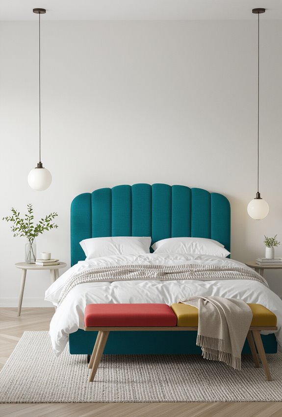 jewel toned textured headboard centerpiece