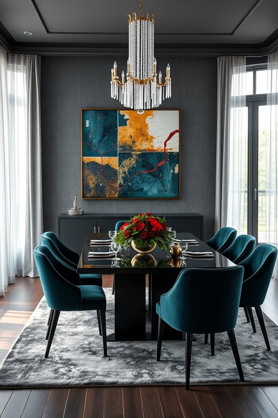 jewel tones enhance grey elegance