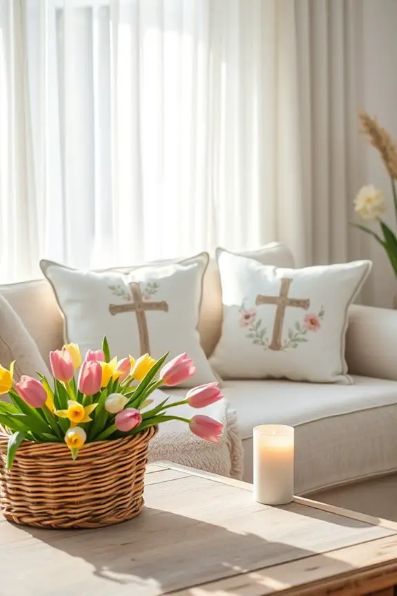 joyful easter decor pillows