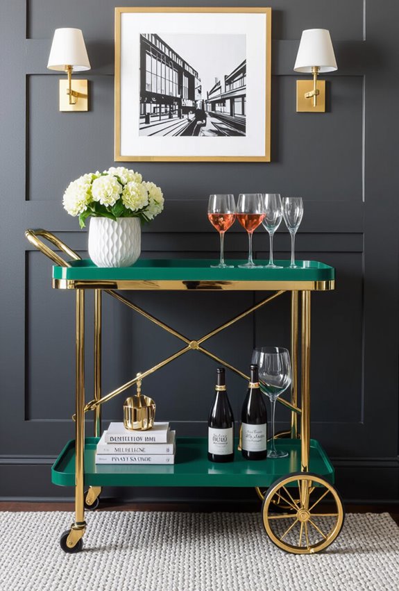 kelly green bar cart
