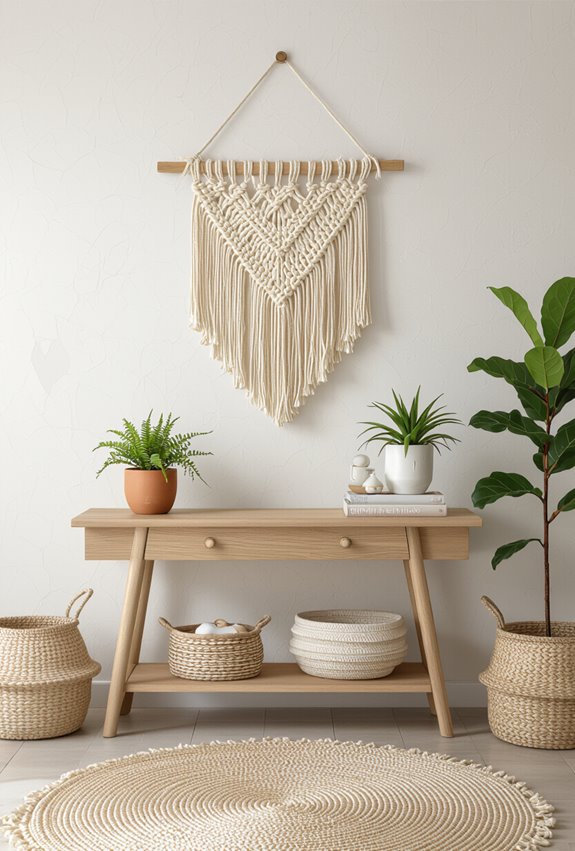 knotted natural fiber boho wall