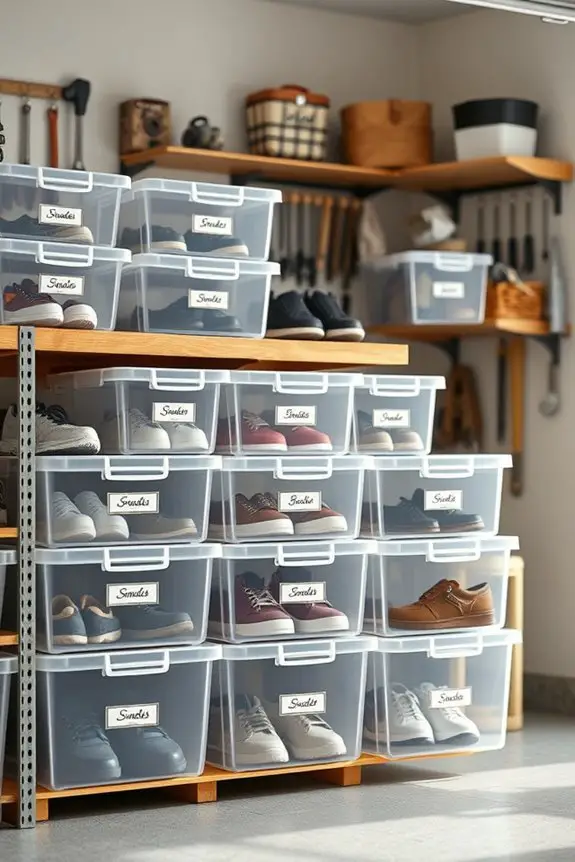 labeled shoe containers organization