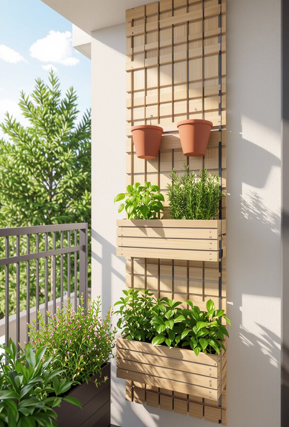 labeled vertical balcony herb garden