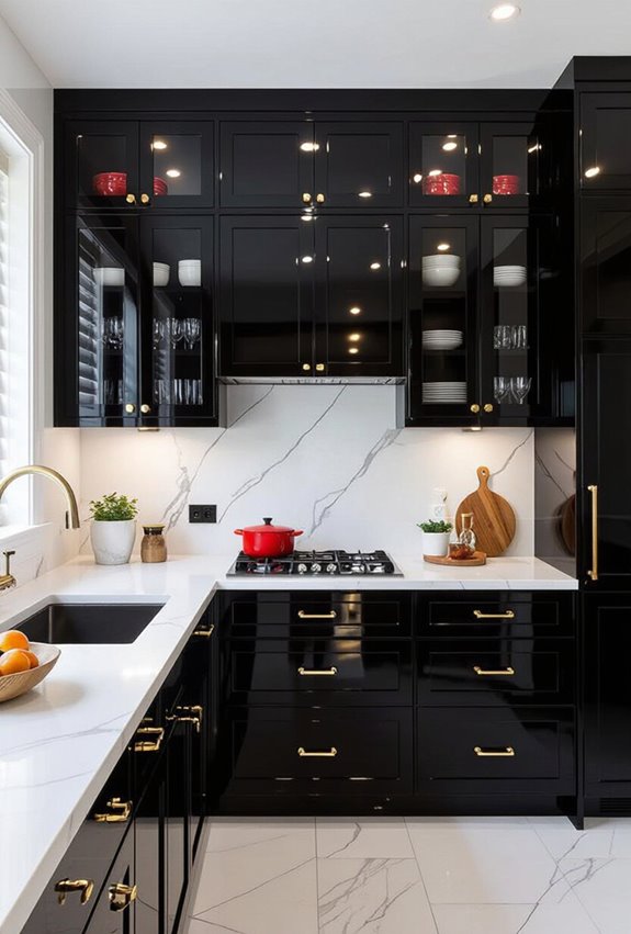 lacquered chinese cabinetry with red