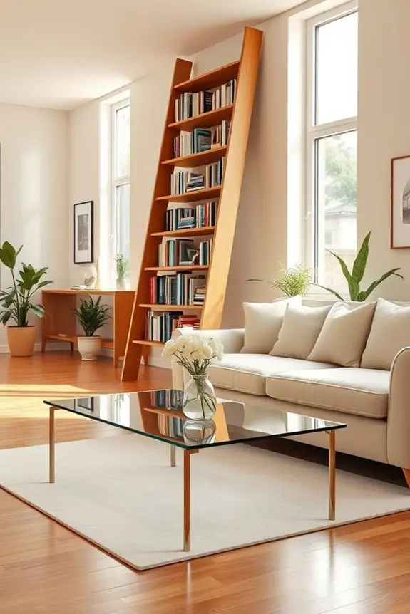 ladder bookshelves enhance aesthetics