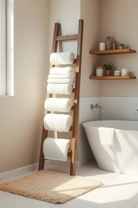 ladder towel storage solution
