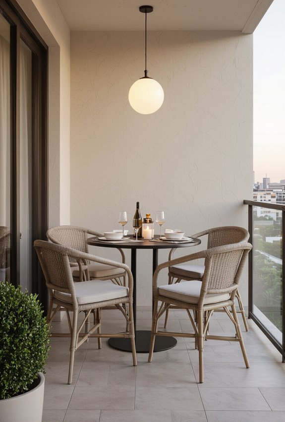lantern lit intimate balcony dining