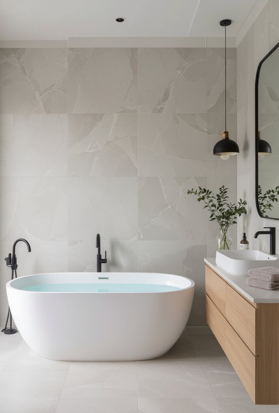 large format porcelain for serenity