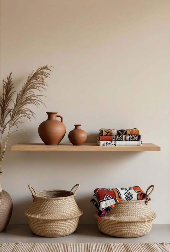layered african ceramics and textiles