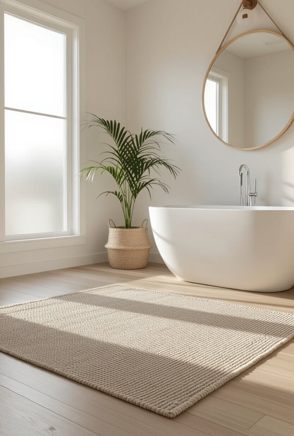 layered bathroom rugs for warmth