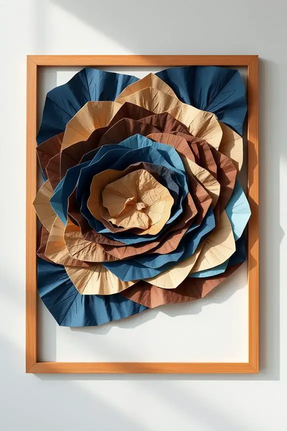 layered blue brown paper art