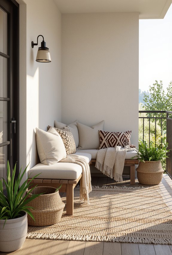 layered boho balcony textiles