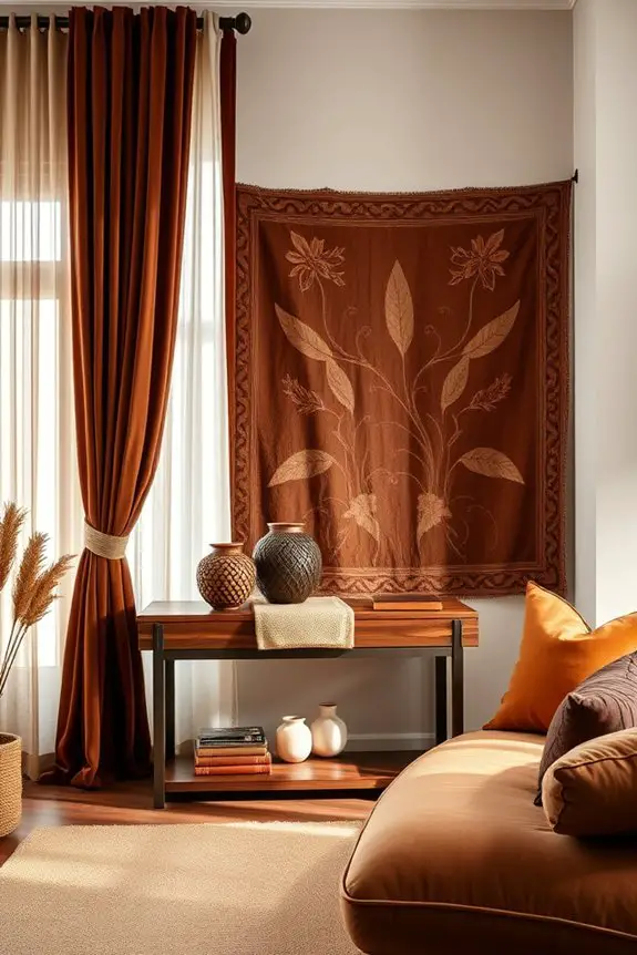layered brown textile decor