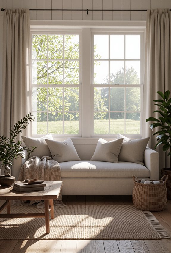layered cozy neutral farmhouse textures
