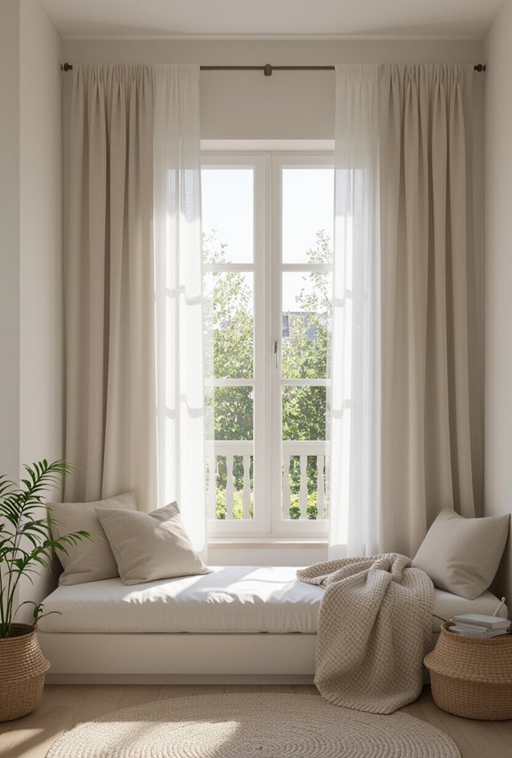 layered curtains soften light