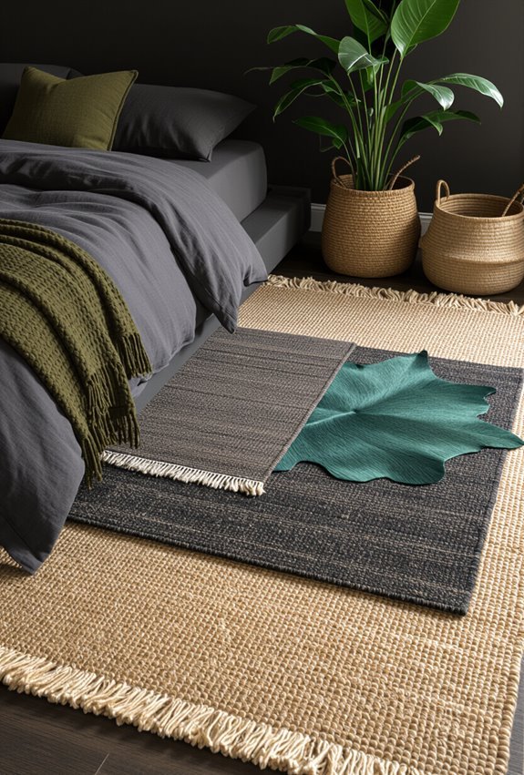 layered earthy textured rugs