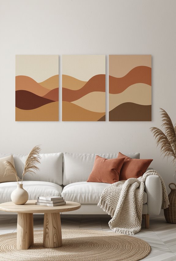 layered earthy textured triptych