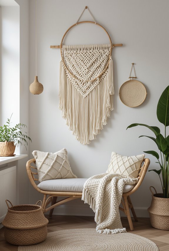 layered embroidered macram panels