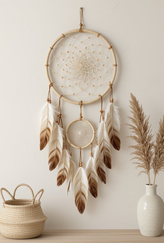 layered feathered boho wallhangings