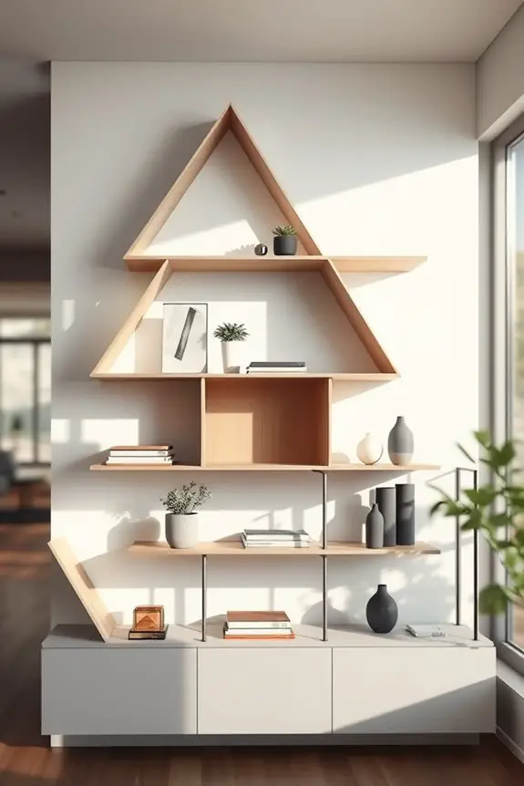 layered geometric shelving design