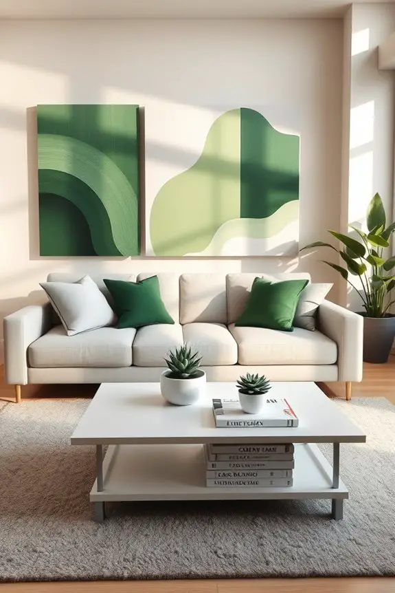 layered green canvas artwork