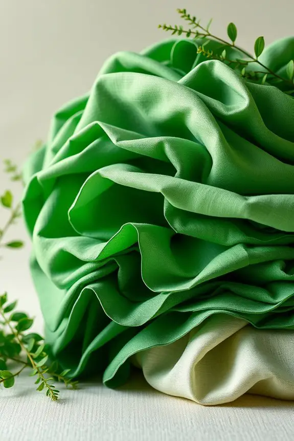 layered green fabric art