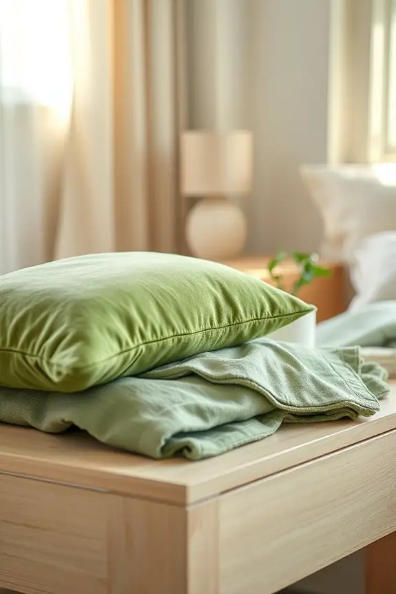 layered green textile accents