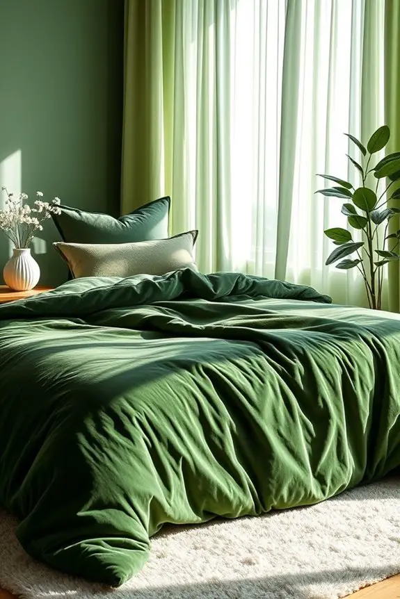 layered green textile comfort