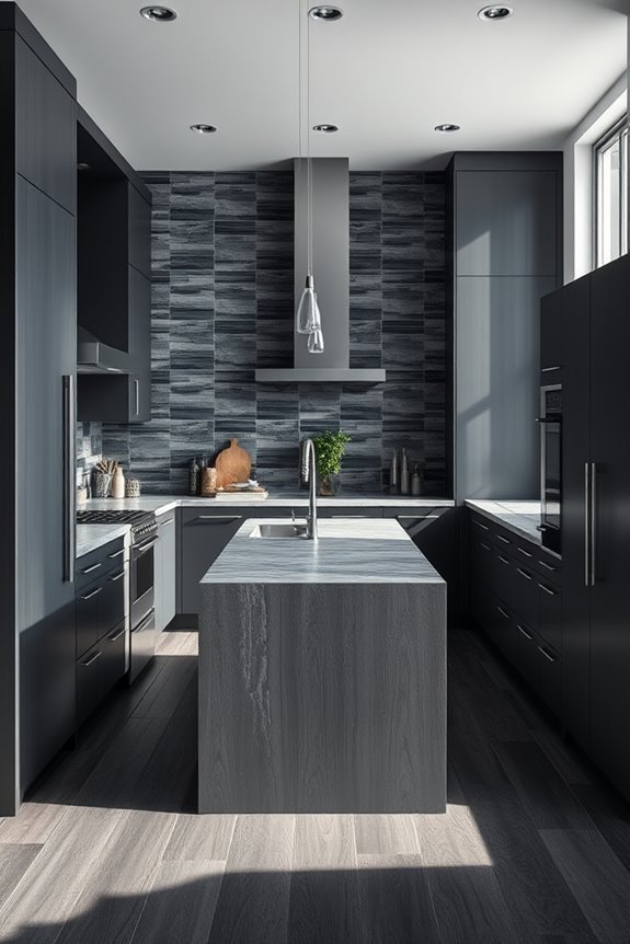 layered grey kitchen design